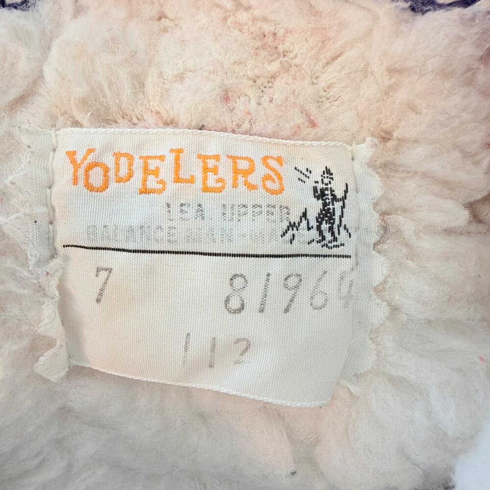 Yodelers Shearling Boots 7B Blue Suede Lace Up Made in USA Vintage Cozy - Picture 7 of 16